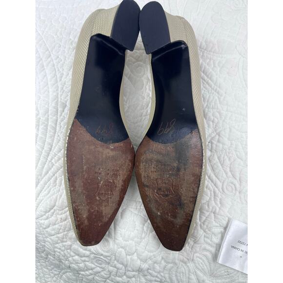 Stuart Weitzman Women's Size 9AA White Impala Bone Chex Calf Dress Pump - Picture 4 of 9